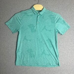 Tommy‎ Bahama Men's Blue Floral Polo Golf Moisture Wicking Shirt Size Medium